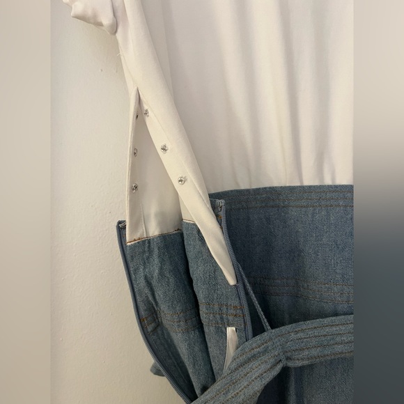 Veronica Beard Emmitt Tie-Waist Chambray Midi Length Dress - Picture 3 of 10